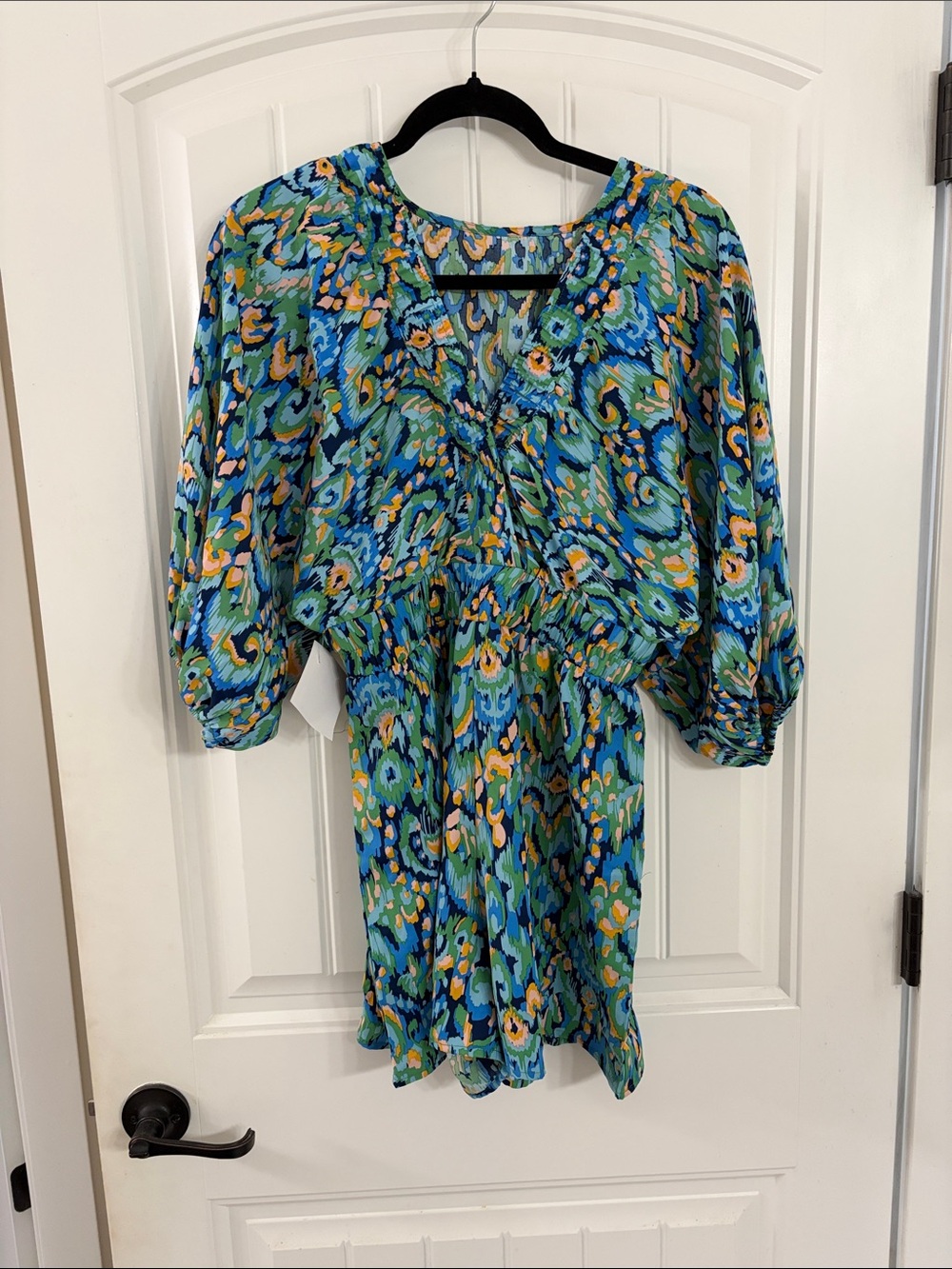 Vibrant Blue Floral-Print Women’s Romper